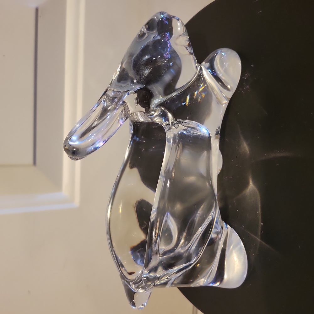 Clear Crystal Glass Bunny Rabbit Dish Bowl Vintage - Picture 1 of 14
